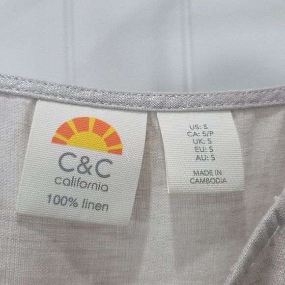 - C&C California Sleeveless Artesian  100% Linen Embroderied Midi Dress Small - Picture 3 of 6